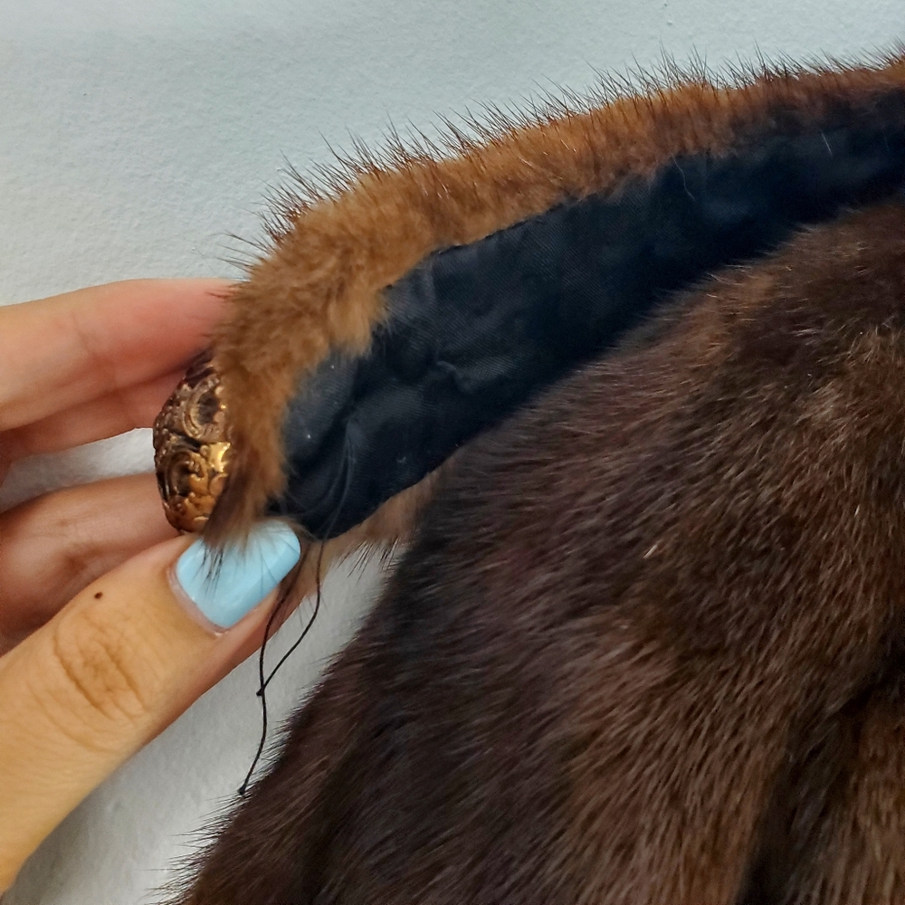 Vintage Brown Mink Real Fur Winter Short Coat - Picture 5 of 14